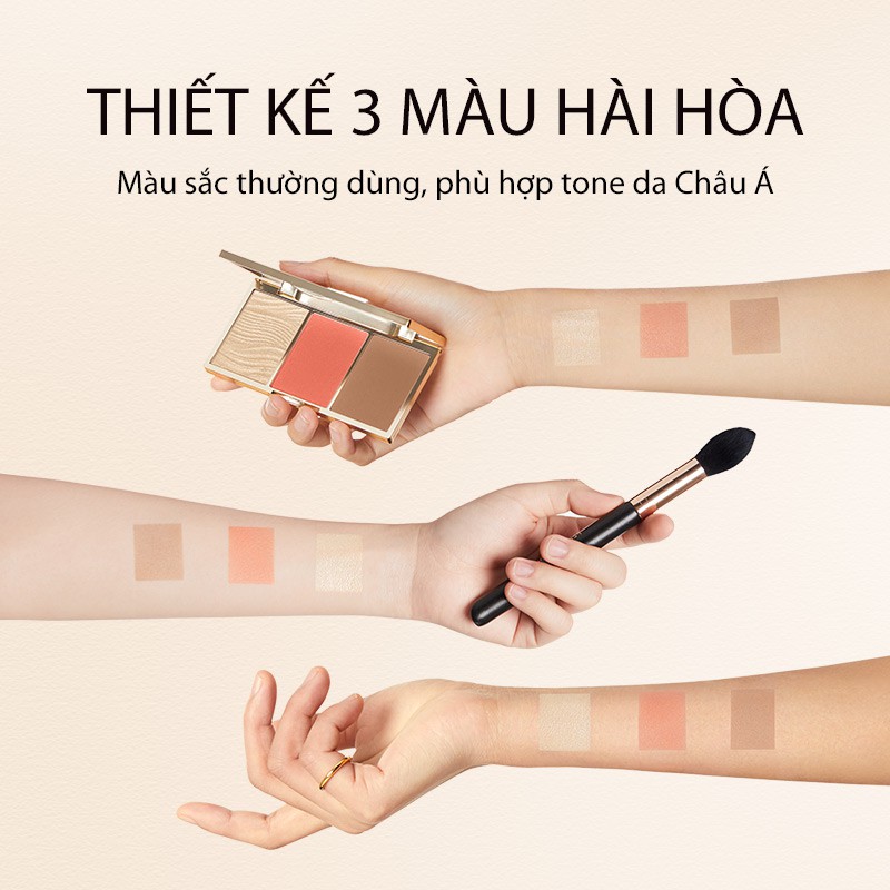 Bảng phấn trang điểmPerfect Diary 3-trong-1 bắt sáng/ tạo khối và má hồng 2 tông 0.15g