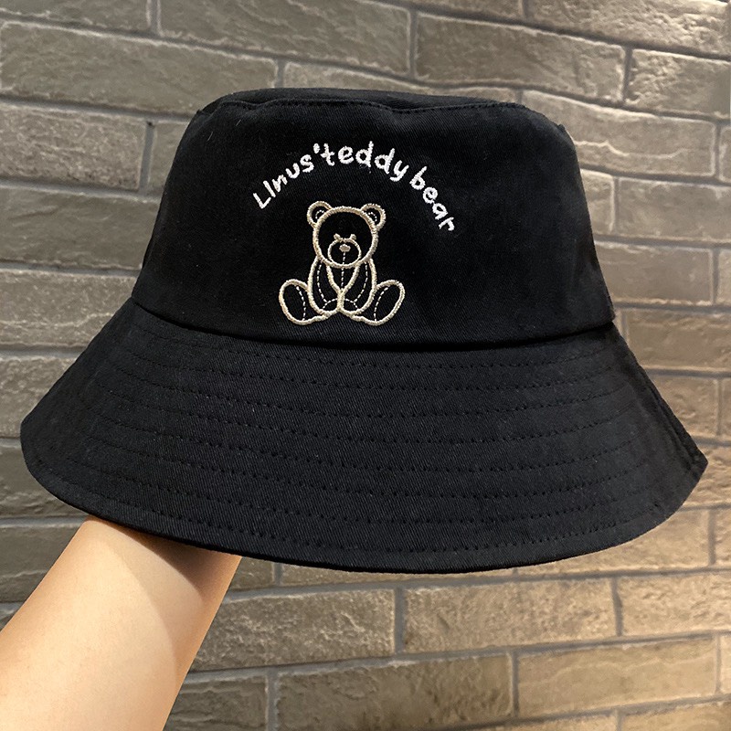 Mũ Bucket Thêu Hình Nón Tai Bèo Vành Cụp Gấu Teddy Bear 463 Nhiều Màu Sắc Ulzzang Form Unisex Nam Nữ - Hazo