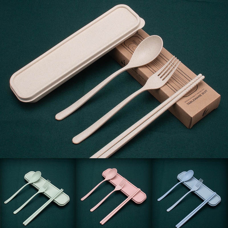 Bộ Chén, Đĩa, Muỗng Đũa Nĩa Lúa Mạch Tổng Hợp