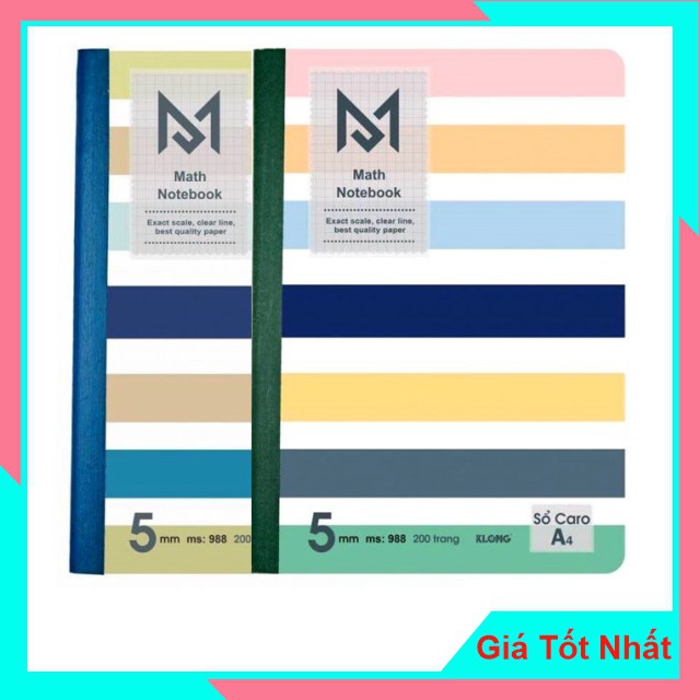 Sổ May Caro KLONG A4 200 Trang Math Notebook Mã số 988