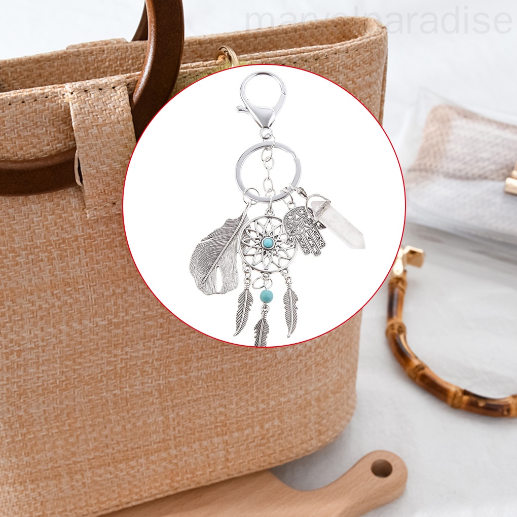 Móc khóa hợp kim hình vòng bắt giấc mơ thời trang bohemian