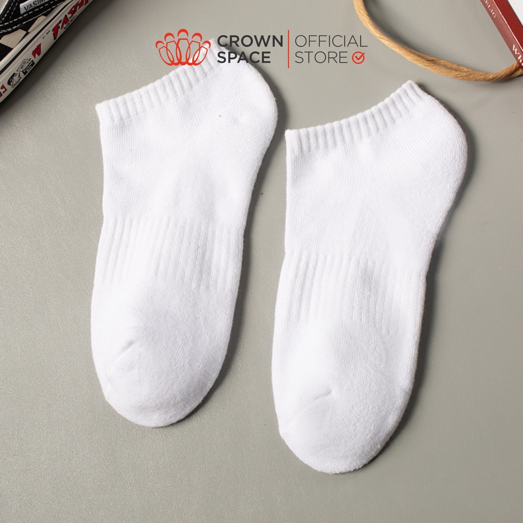 Tất Trắng Cao Cấp Crown Space Cho Bé Trai Bé Gái Đi Học PKT21630 – Cotton Len, Thoáng Khí – Kết hợp với Giày Shool Shoes