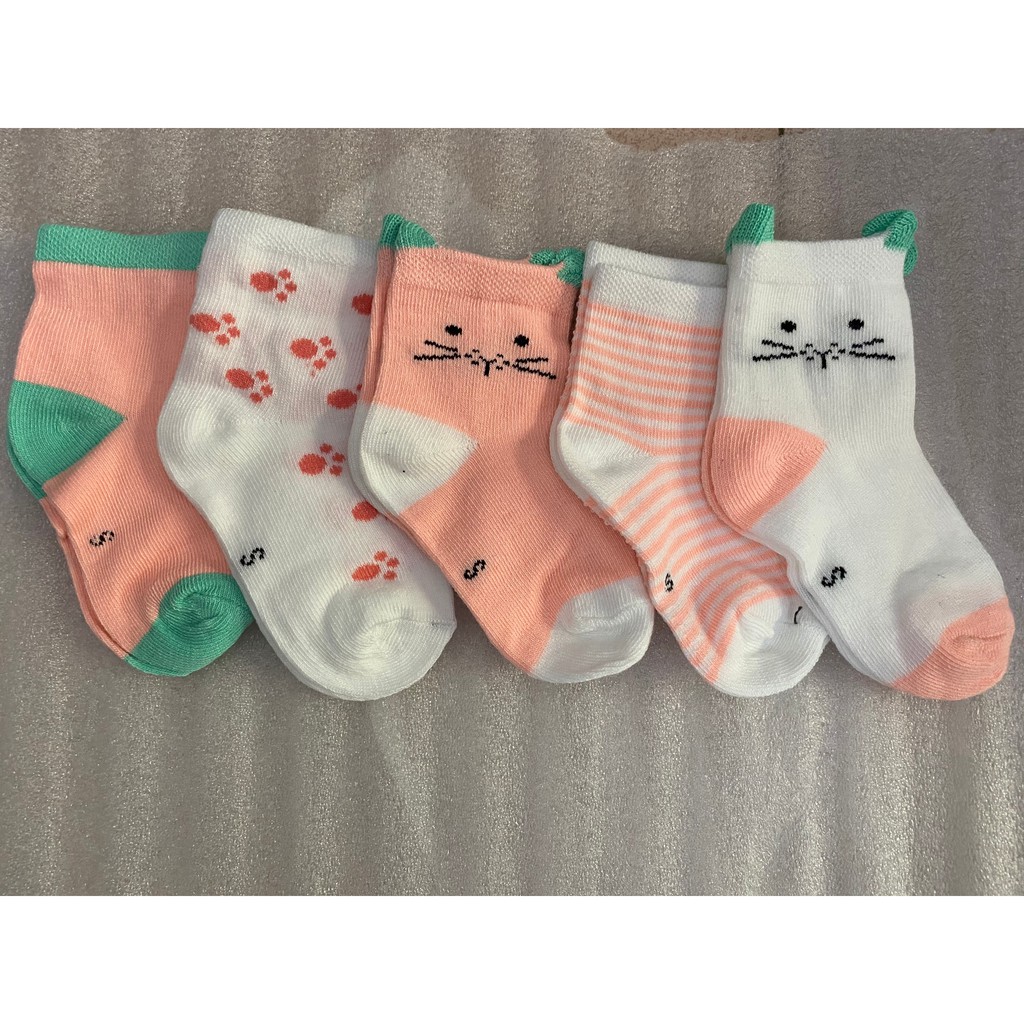 Set 5 đôi tất cao cổ cho bé Jasmine Baby sợi bông nguyên chất