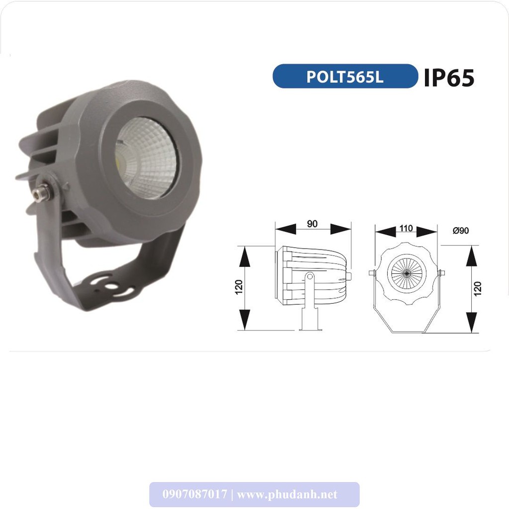 Đèn pha ngoài trời Ip65 POLT565L công suất 5w |Paragon chính hãng|