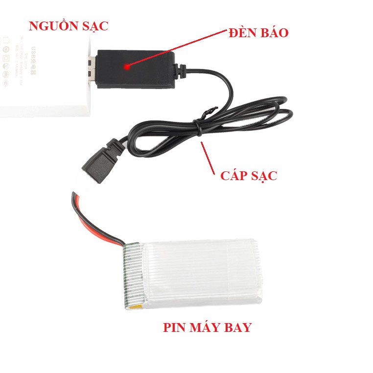 Combo cáp sạc và pin 3.7v máy bay điều khiển dung lượng cao 1200mah