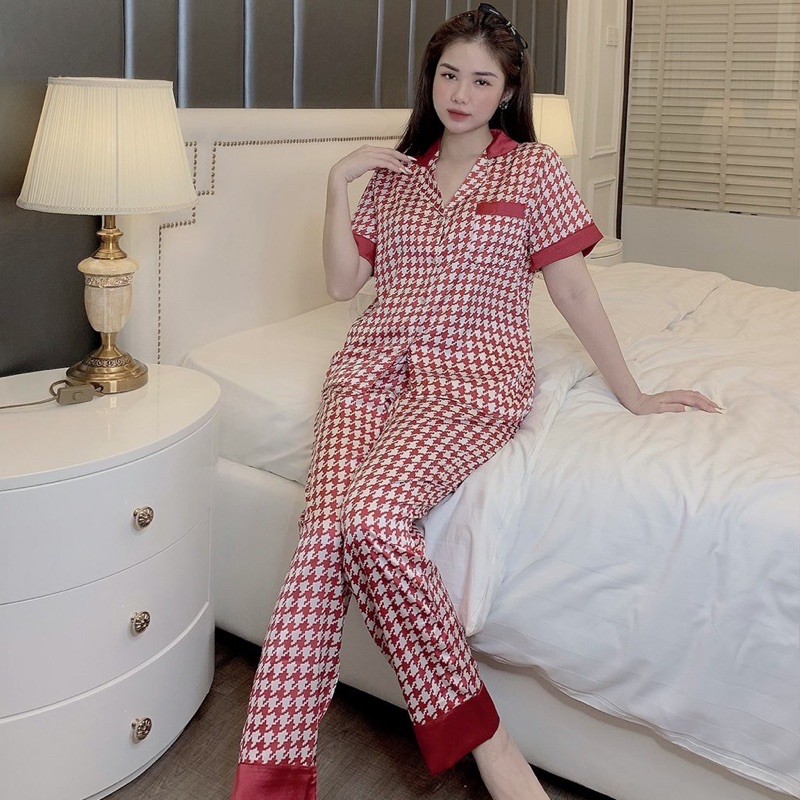 Bộ pijama tay cộc quần dài hoạ tiết siêu xinh