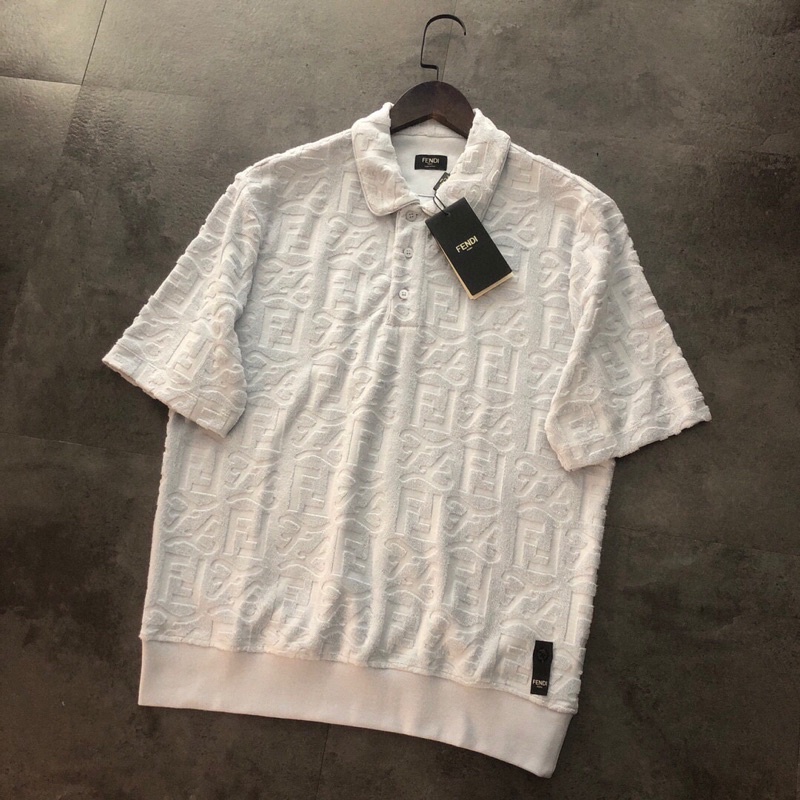 Áo polo ngắn tay logo thương hiệu Fendi FD mẫu mới 2022 cao cấp cải bông phối jacquard mềm mại thoáng khí