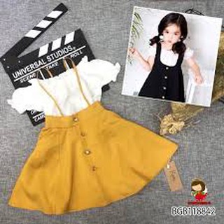 set váy yếm tiểu thư cho bé gái