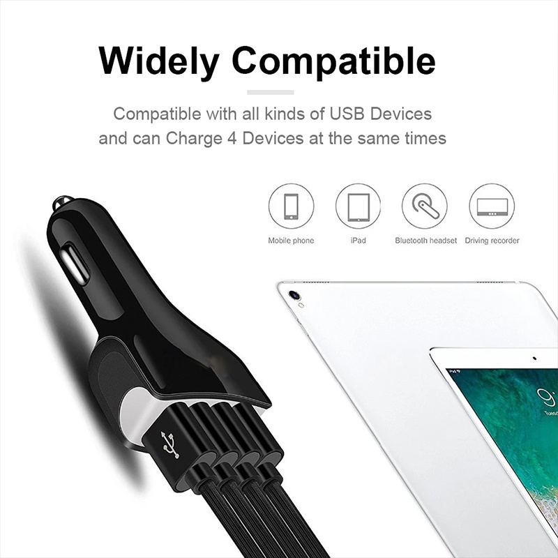 Tẩu Sạc Nhanh QC3.0 4 Cổng USB Cho iPhone Xiaomi Xe Hơi