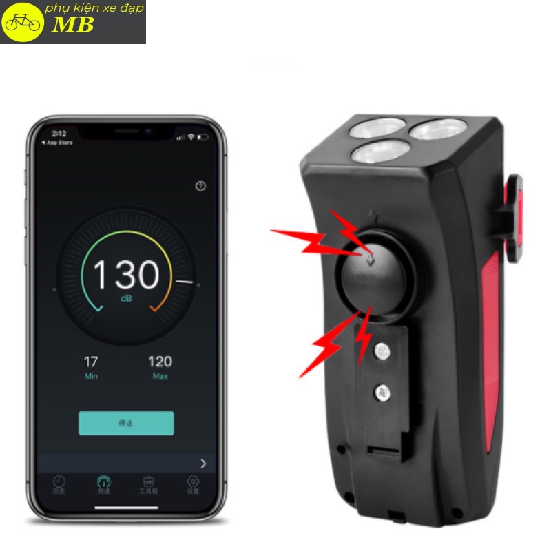 Đèn còi xe đạp siêu sáng sạc usb tính năng 4 trong 1  chống nước tuyệt đối