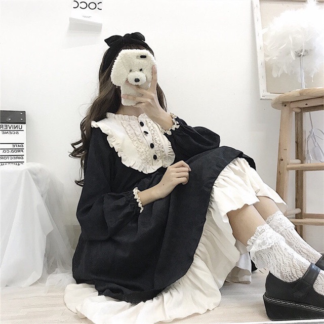 [Order] YAS0342-Váy Lolita đen cổ tròn phối ren | BigBuy360 - bigbuy360.vn