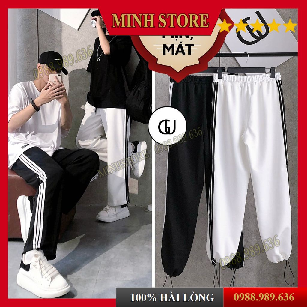 Quần Jogger ống rộng màu Đen, trắng ống Suông dáng Hàn cực đẹp - co giãn tốt JO02- Minhstore88