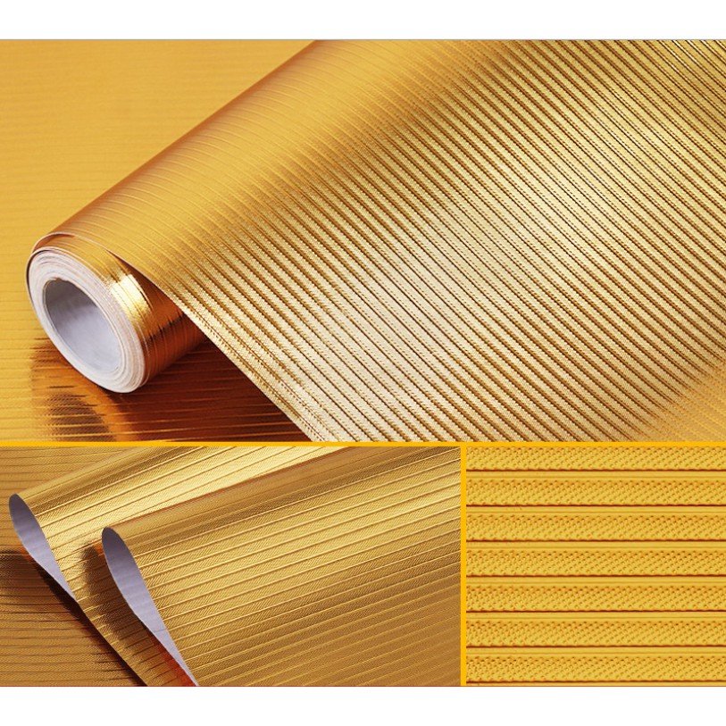 1m decal tráng nhôm cách nhiệt VÀNG SỌC khổ 60cm keo sẵn