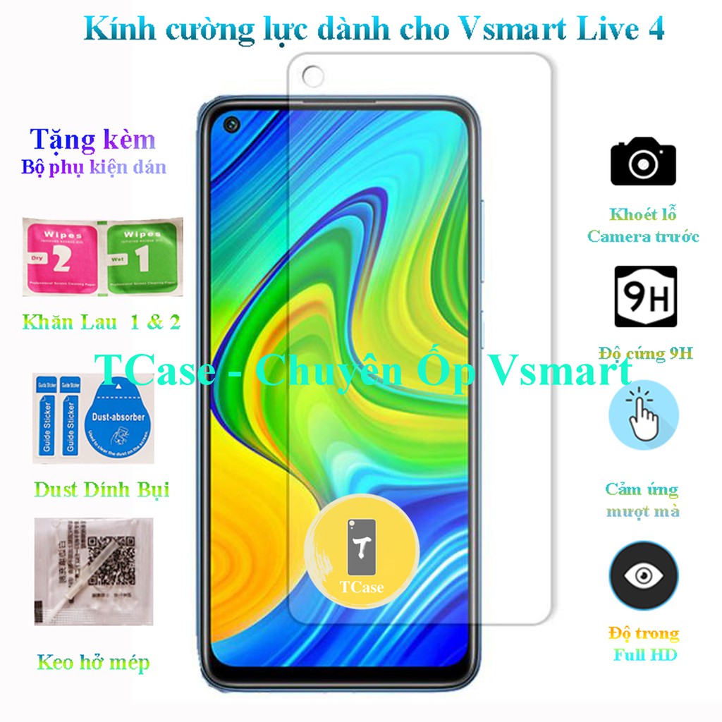 Kính cường lực Vsmart Live 4/ Joy 4 - Kính trong HD và Kính Chống Phản Quang - Có khoét camera trước