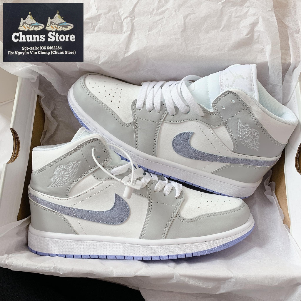 giày Jordan grey wolf xám xanh cao cổ⚡FREE_SHIP⚡,giày JD 1 grey xám xanh cao cấp