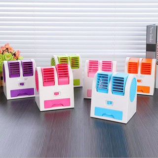 QUẠT ĐIỀU HÒA MINI CÓ NGĂN ĐÁ 2 CỬA GIÓ - có phân loại tích điện
