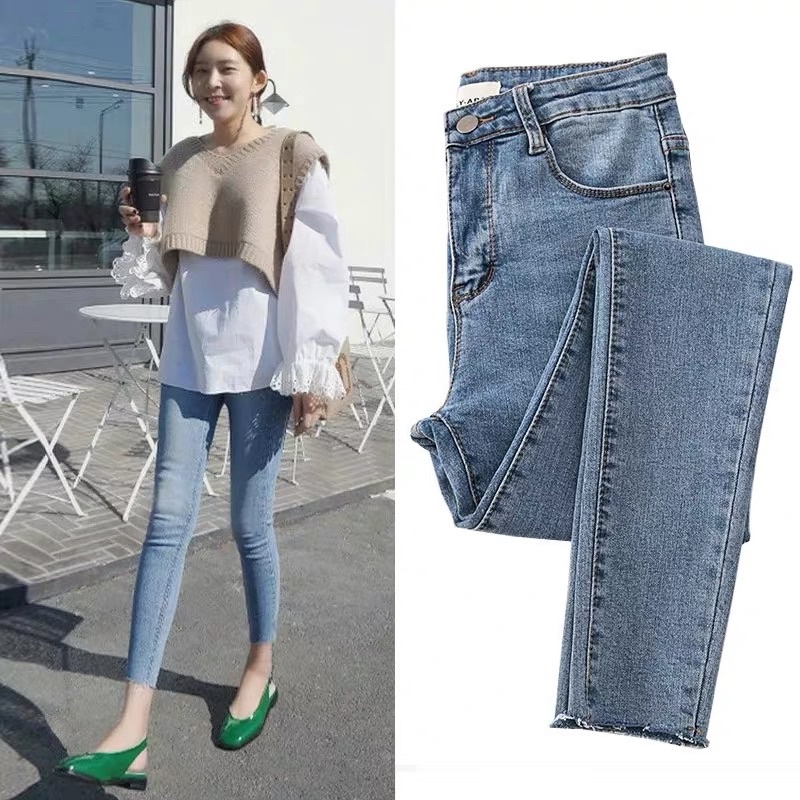 Quần Skiny Jean Trơn Nữ Lưng Cao Basic Co Dãn Loại 1 | BigBuy360 - bigbuy360.vn