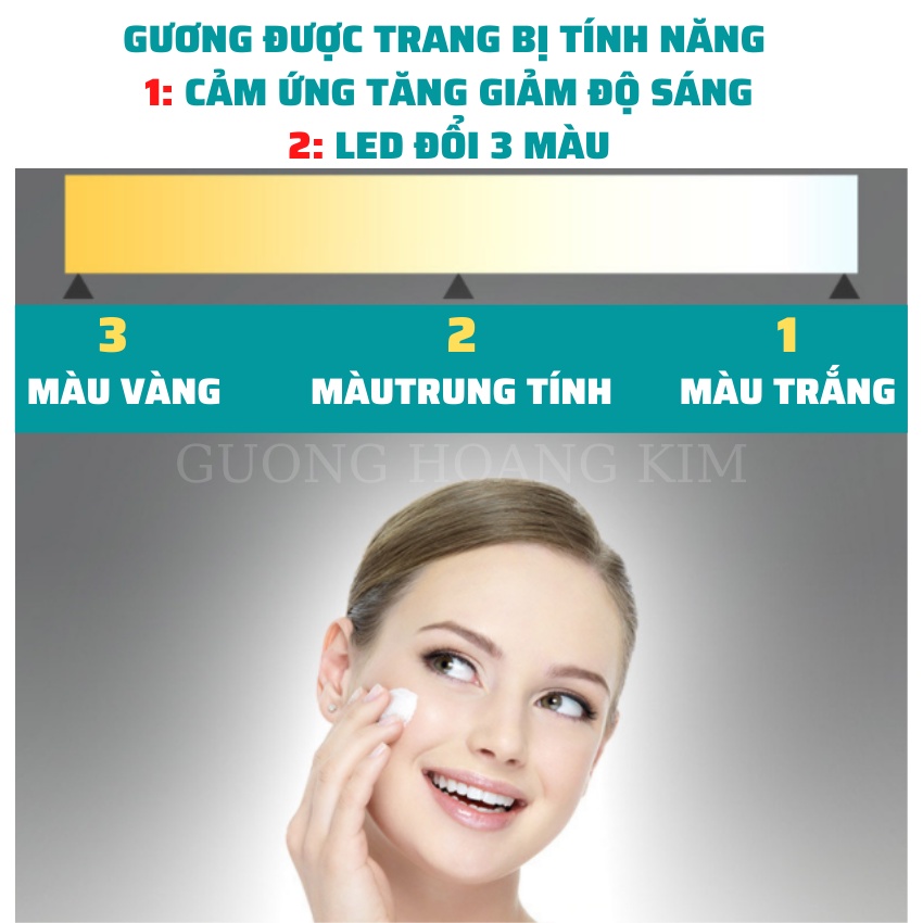 Gương cảm ứng treo tường, gương nhà tắm phòng tắm, gương đèn led giá rẻ 3 kích thước - guonghoangkim BTiêuChuẩn