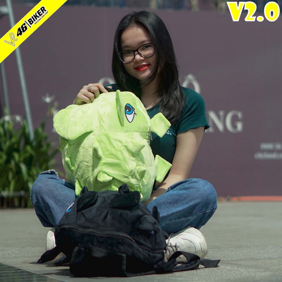 BALO KHỦNG LONG VẢI NHUNG MỊN MÀU XANH LÁ  - FREESHIP