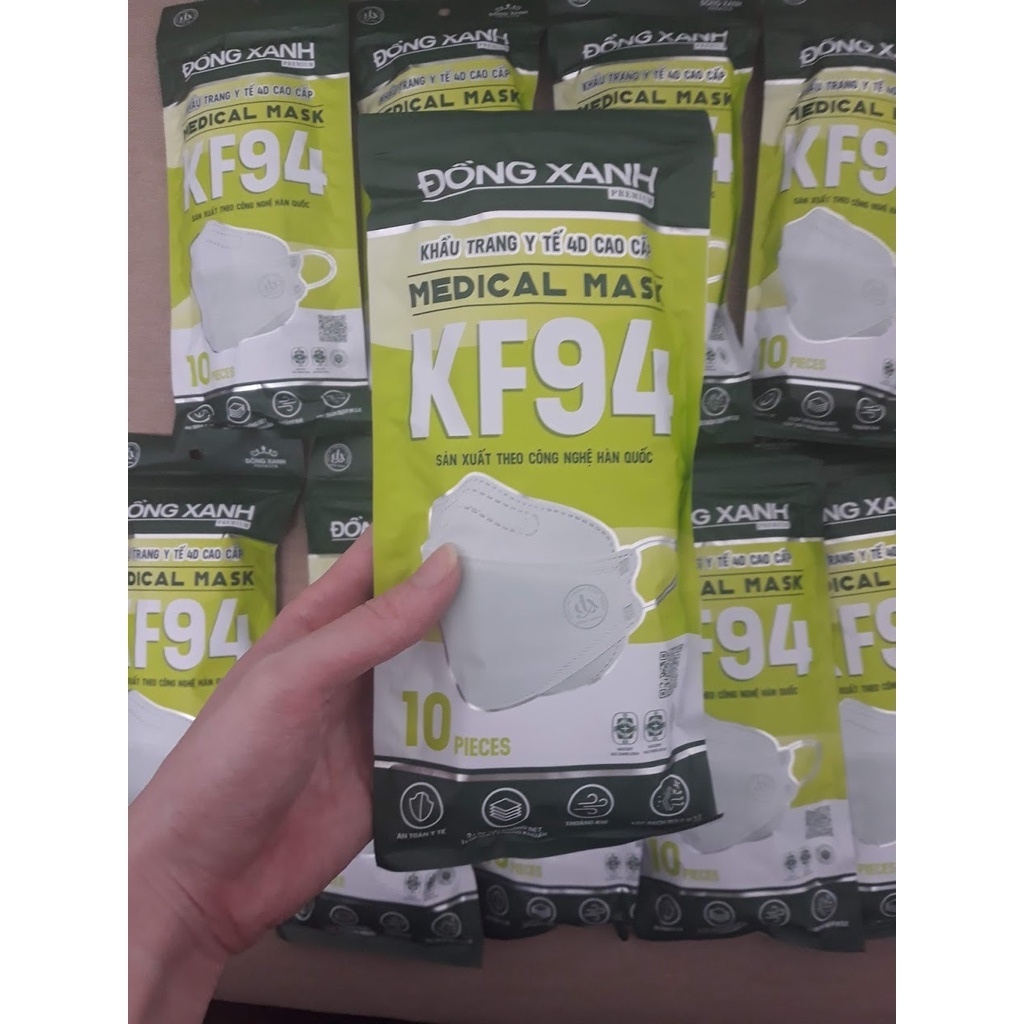 Khẩu trang y tế 4D cao cấp KF94 Đồng Xanh gói 10 chiếc