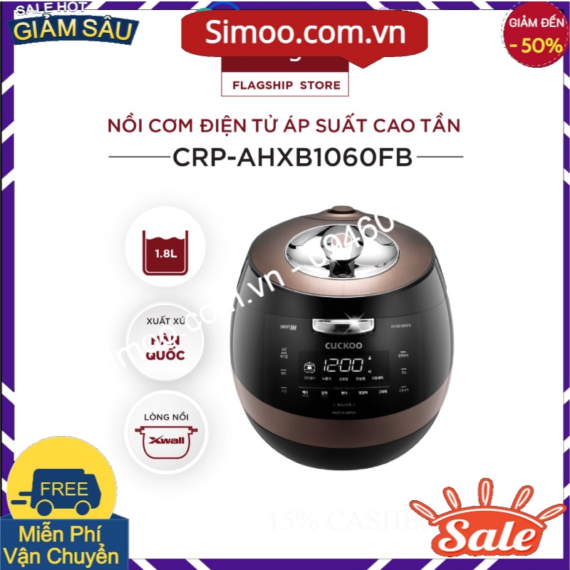 💥 ⚡ SẢN PHẨM CHÍNH HÃNG 💥 ⚡  Nồi Cơm Điện CUCKOO 1,8 lít CRP-AHXB1060FB - Hàng chính hãng - Chất lượng Hàn Quốc