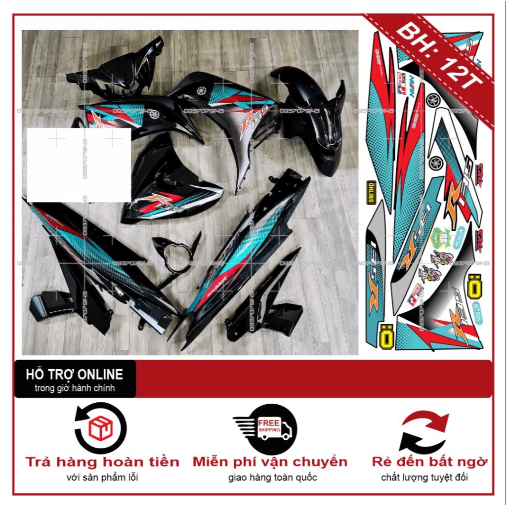 TEM RỜI EX 2011 R XANH ĐEN -- SHIN DECAL 2