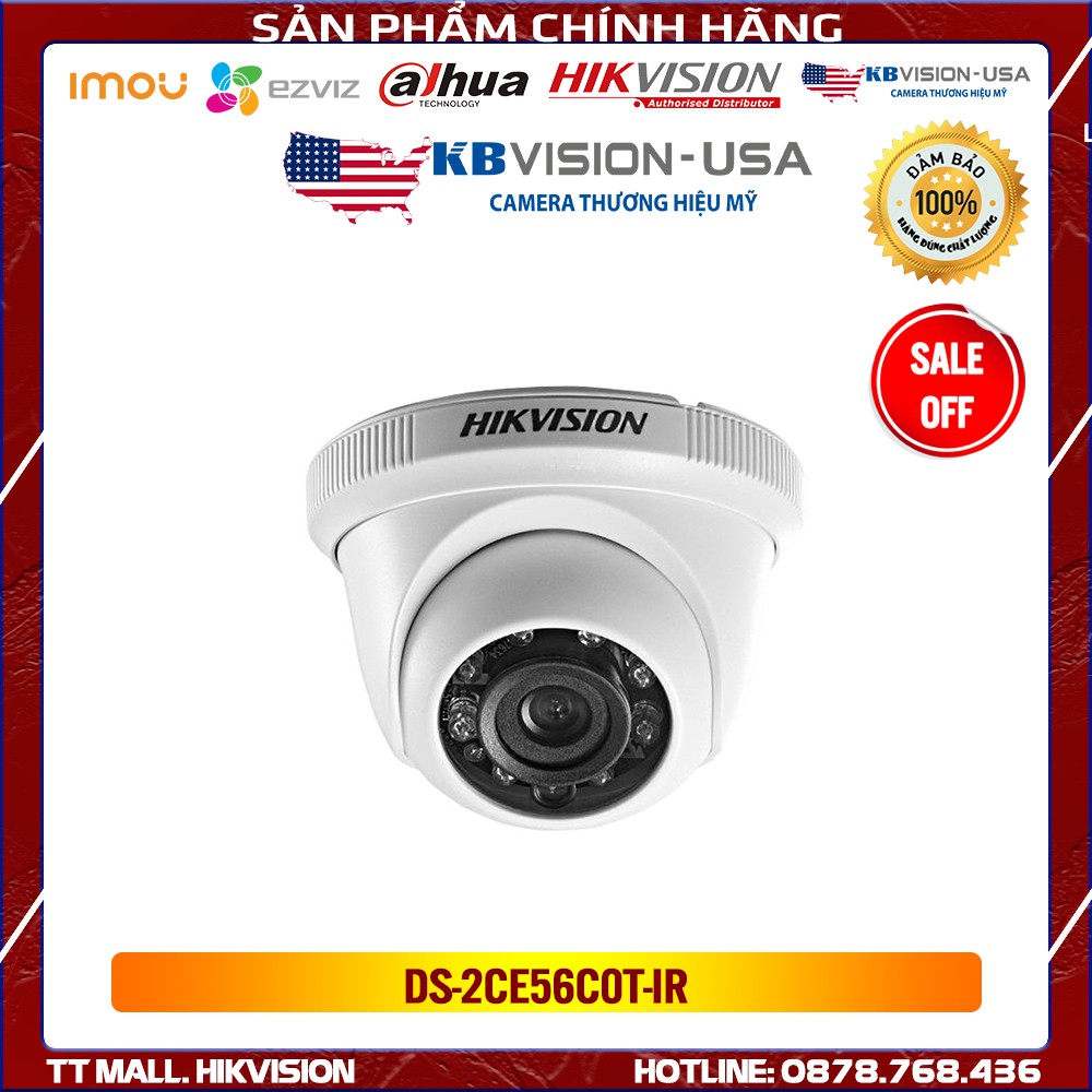 Camera HIKVISION DS-2CE56C0T-IR 1.0 MP ngoài trời hàng chính hãng bảo hành 2 năm