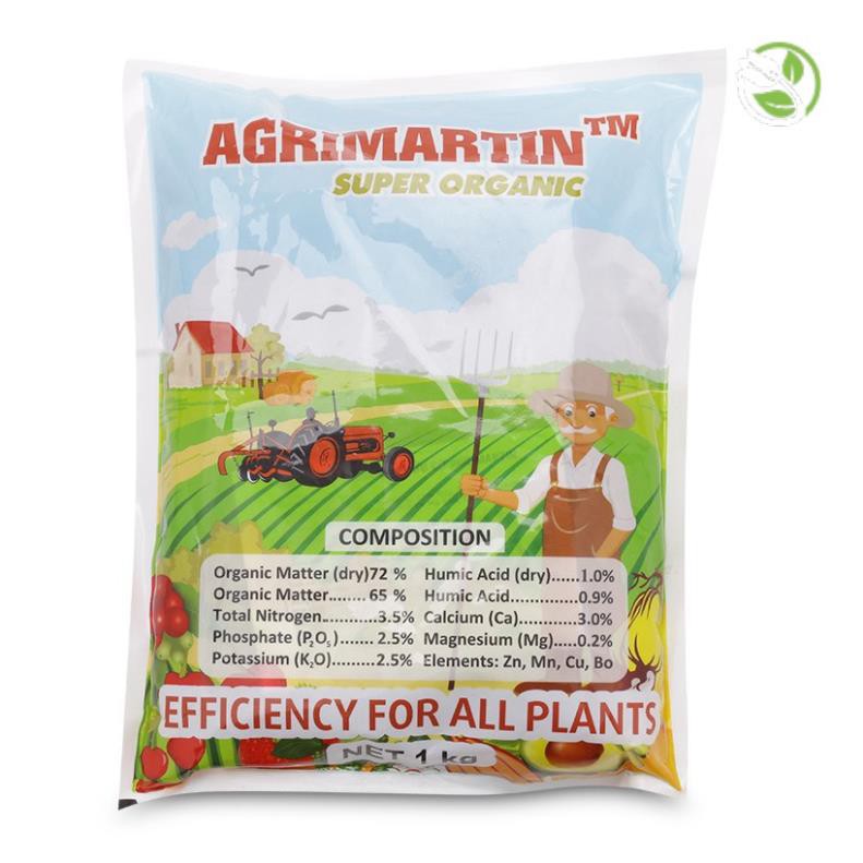 Phân Bón Hữu Cơ Đậm Đặc Đầu Trâu AGRIMARTIN Super Organic - Gói 1kg