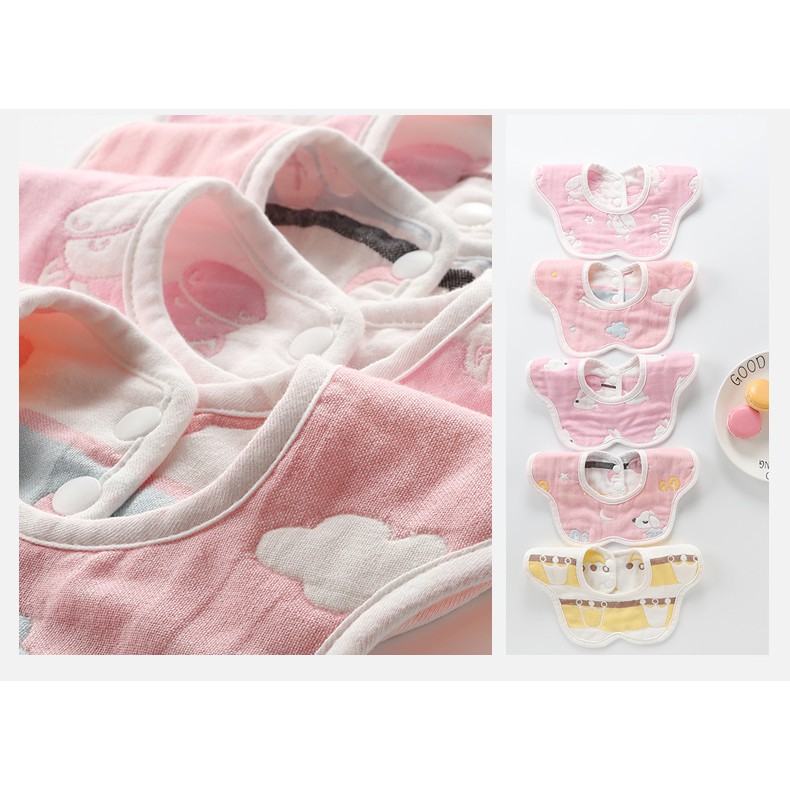 Set 2 YẾM TRÒN xô cotton xoay Kiluta 4 lớp dày dặn cho bé ăn dặm