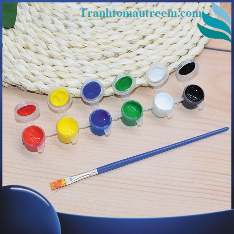 Vỉ Màu Nước Vẽ Tranh Tô Màu Tô Tượng 6 Màu 2ml và 3ml Kèm Cọ Nhập Khẩu