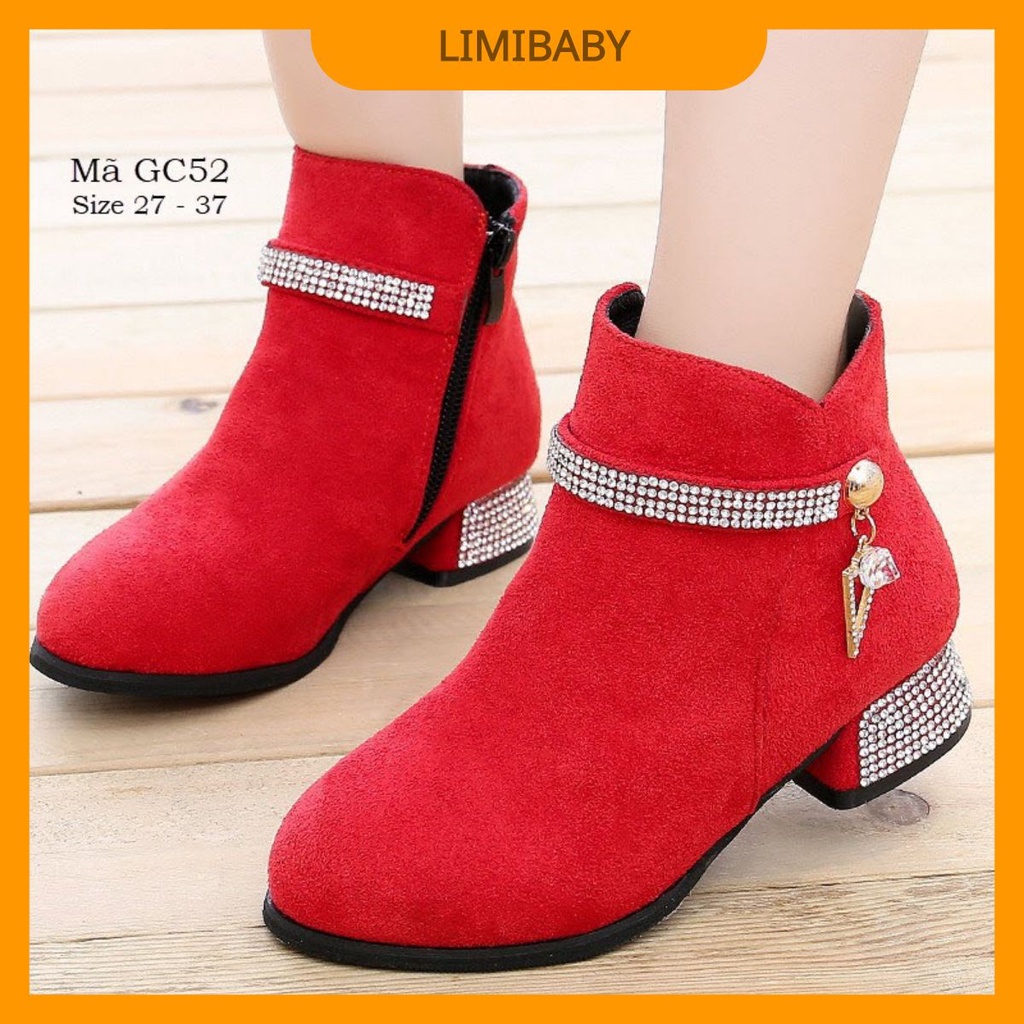 Giày boot trẻ em cao gót LIMIBABY phong cách Hàn Quốc cho bé gái 3,4,5,6,7,8,9,10,11,12 tuổi đi học đi chơi GC52