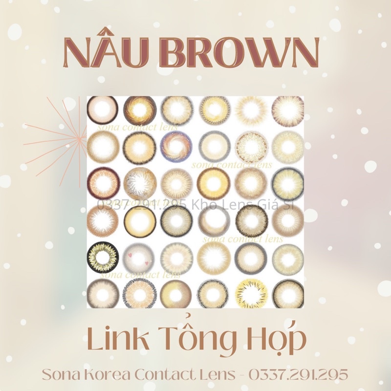 Lens Brown / Nâu tây sử dụng 12 tháng tặng kèm khay đựng - Mẫu Tổng Hợp kính áp tròng Sona Korea hàn quốc