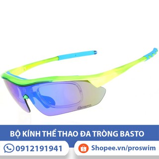 Kính Thể Thao Chơi Golf Đa Tròng 3 Mắt Chính Hãng Basto BS202 - Có Khung Gắn Độ Cận Viễn Loạn - Gọng Xanh Neon