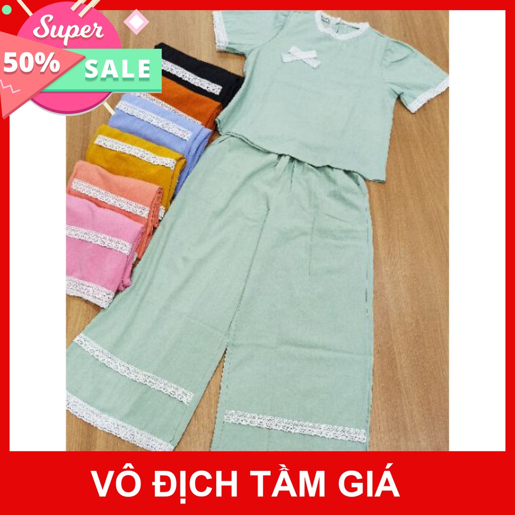 <HOT> 🍀🍀🍀Set Đồ Bộ Mặc Nhà Phối Ren - Vải Lụa Tuyết Cao Cấp - Vải Dày Dặn - 8 Màu - Form Quần Ống Rộng Sang Chảnh Màu | BigBuy360 - bigbuy360.vn
