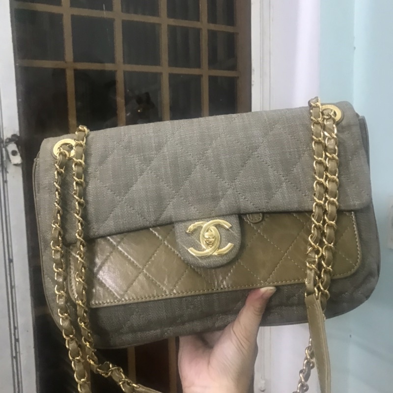 Túi si hiệu size 30 hàng si tuyển phối da và vải tình trạng 98%