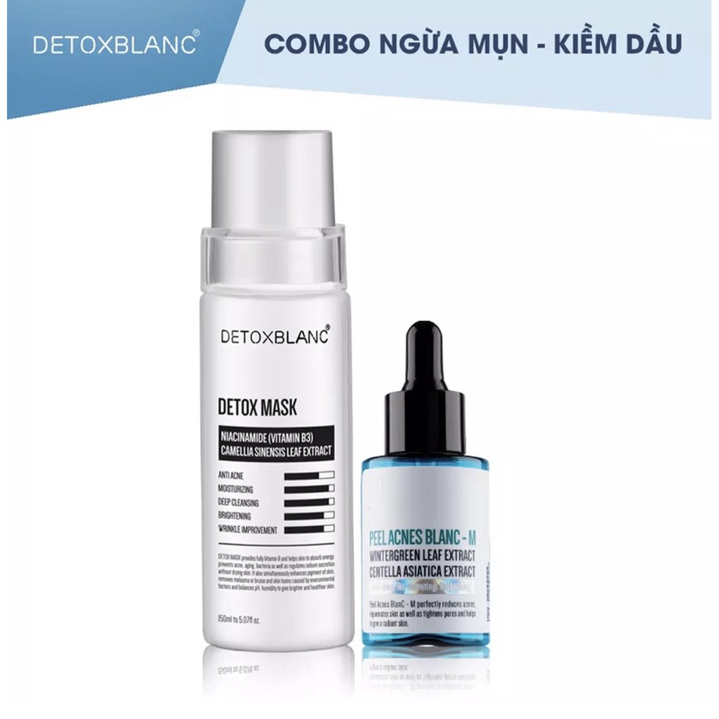 COMBO THẢI ĐỘC GIẢM MỤN ẨN MỤN VIÊM DETOX MASK & PEEL ACNES BLANC - M detoxblanc.france