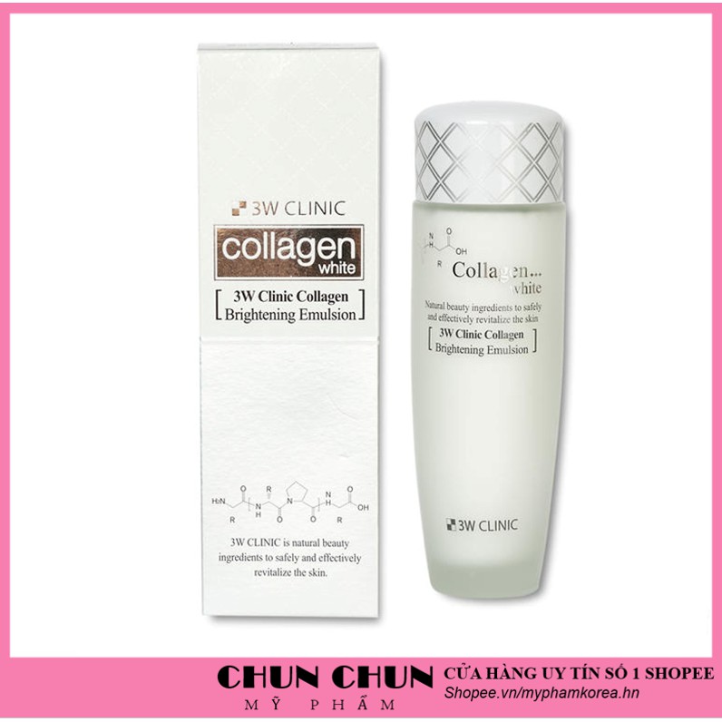 Sữa dưỡng trắng da dưỡng ẩm chống lão hóa chiết xuất collagen 3W Clinic Hàn Quốc 150ml