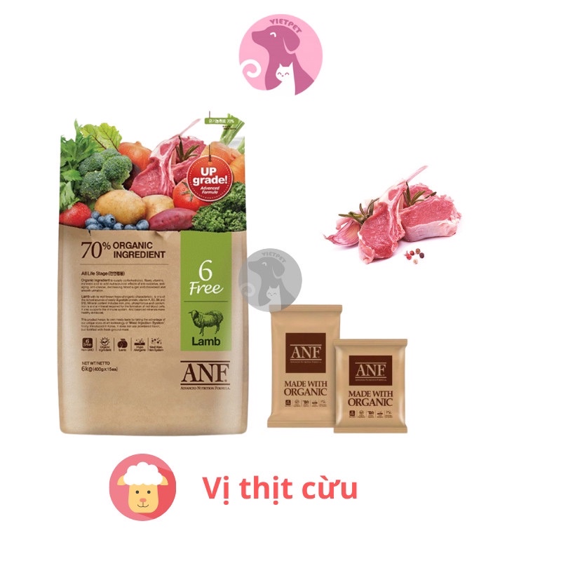 ANF Thức ăn hạt hữu cơ cho chó - 3 VỊ CỪU, VỊT và CÁ HỒI (1.2 kg) - NK Hàn Quốc