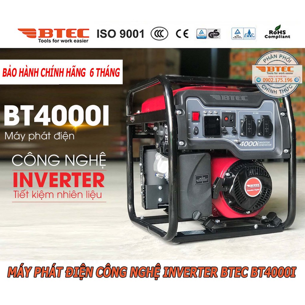 Máy Phát Điện Inverter Gia Đình Chạy Điều Hòa Chính Hãng BT4000i Công Suất : 3.5-3.8kw