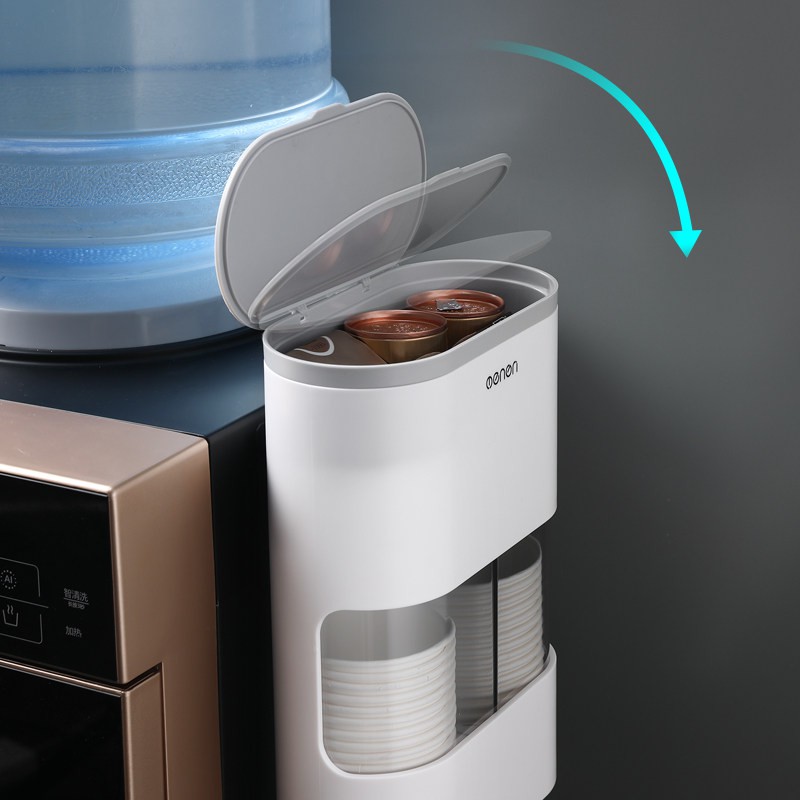 Kệ Úp Cốc Giấy Văn Phòng OENON chất liệu nhựa ABS có ngăn để cafe và trà lắp đặt dán tường