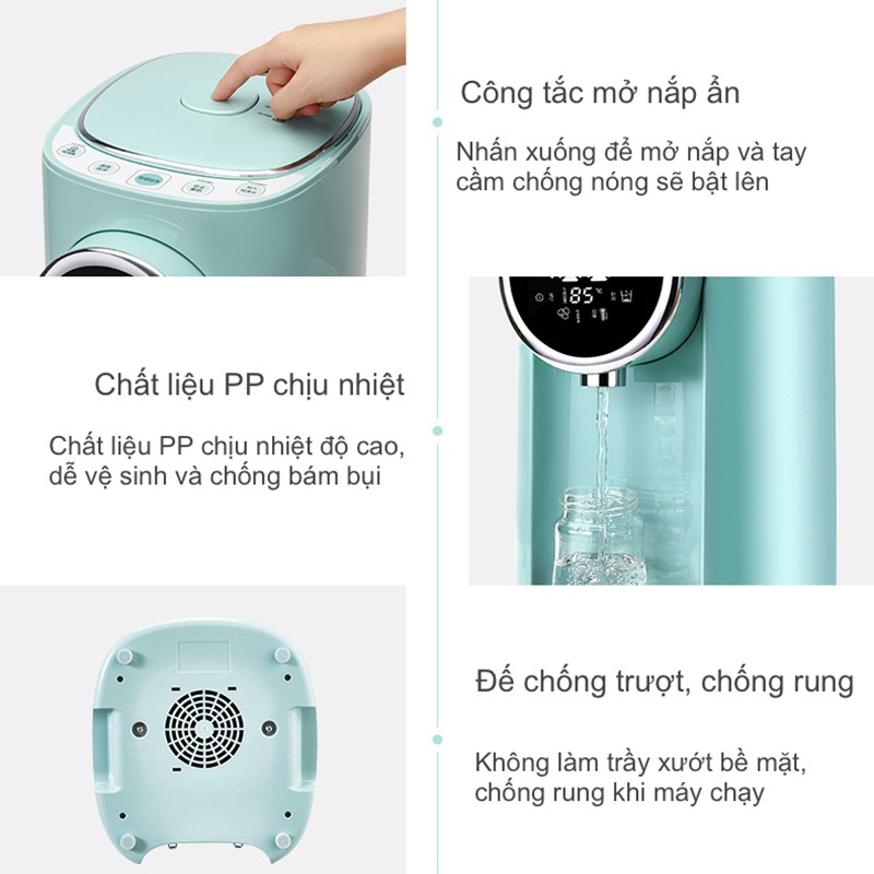 Bình Đun Nước Pha Sữa Điều Chỉnh Và Giữ Nhiệt Đa Chức Năng Dung Tích 4.8 Lít KUB - Kèm HDSD Tiếng Việt, Ổ Cắm 2 Chấu