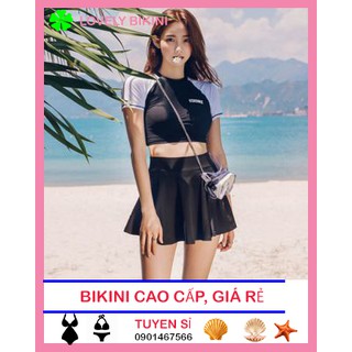 Bikini  tay lửng  váy  xòe  hàng  QC cao cấp(kèm hình thật)