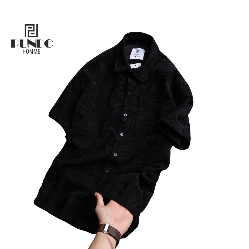 Áo sơ mi nam tay ngắn PUNDOHOMME chất nhung tăm cao cấp size đến 85kg ASMPD48