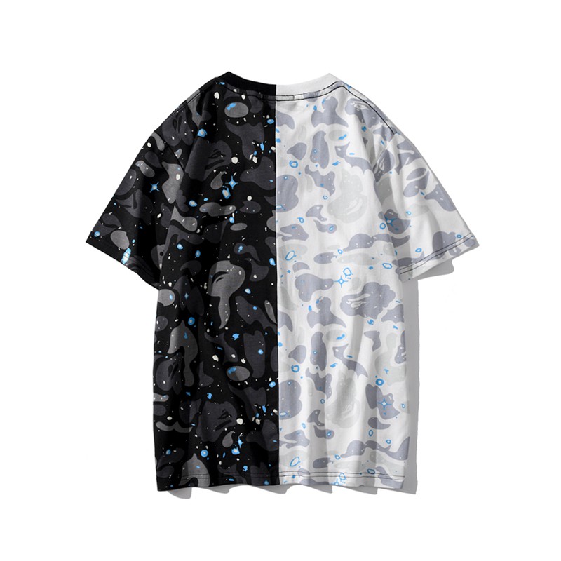 [Ảnh Thật] Áo Tee Bape camo nửa trắng đen Ss2021