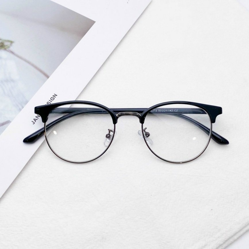 Gọng kính cận kim loại càng nhựa, mắt tròn, nhiều màu Hainam eyewear - 6214