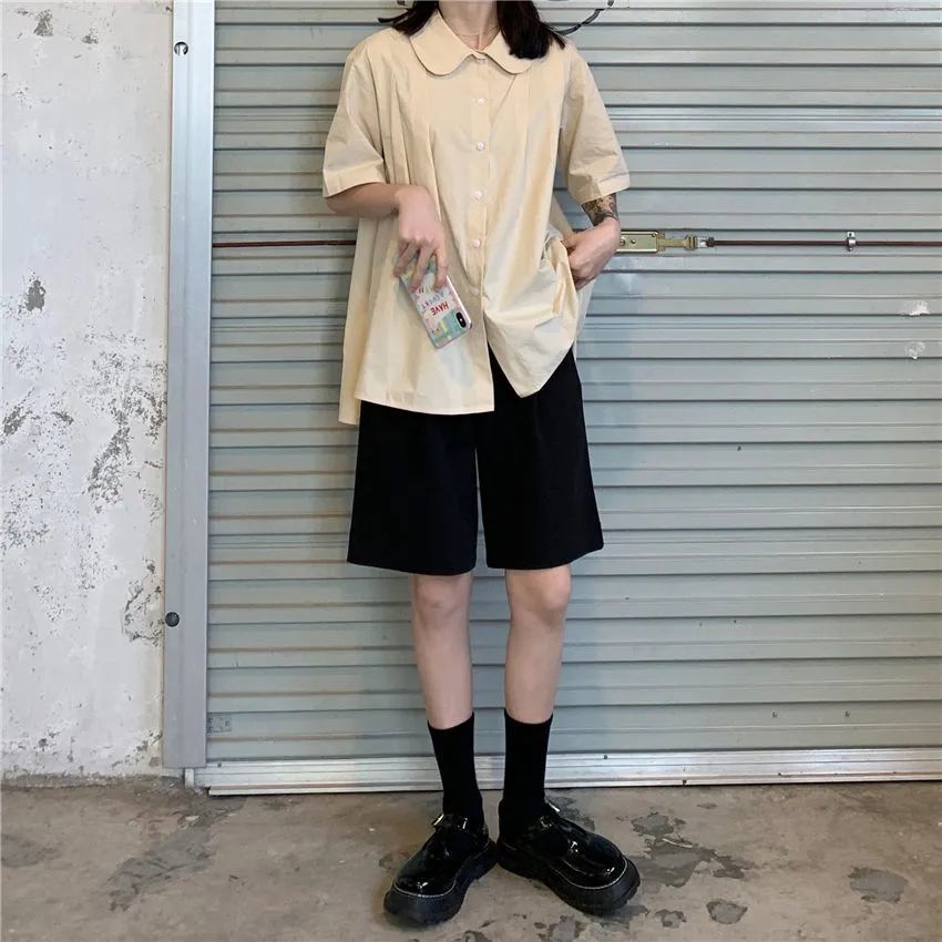 new loose Doll collar Regular t-shirt
