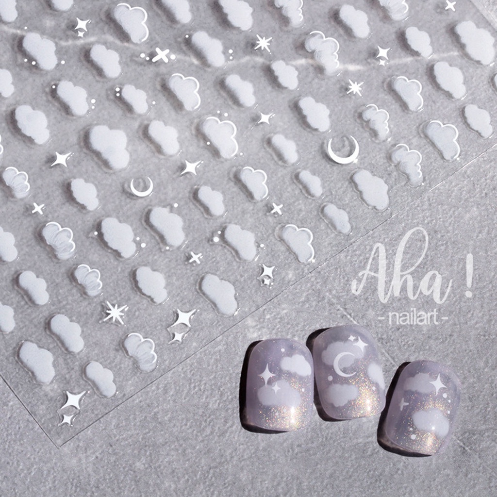 Miếng Dán Trang Trí Móng Tay Hình Hoa Màu Trắng Trong Suốt Siêu Nhẹ Thời Trang Cho Nữ