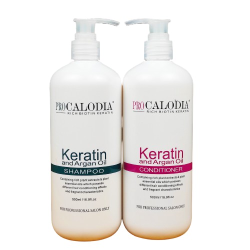 Bộ Dầu Gội Dầu Xả Calodia Keratin Phục Hồi Siêu Mượt 500ml