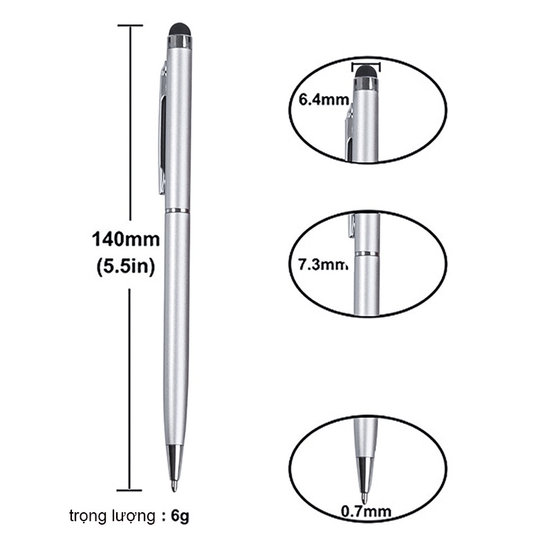 Bút cảm ứng 2 in 1 kiêm bút bi hiệu HOTCASE PEN cho loại màn hình cảm ứng