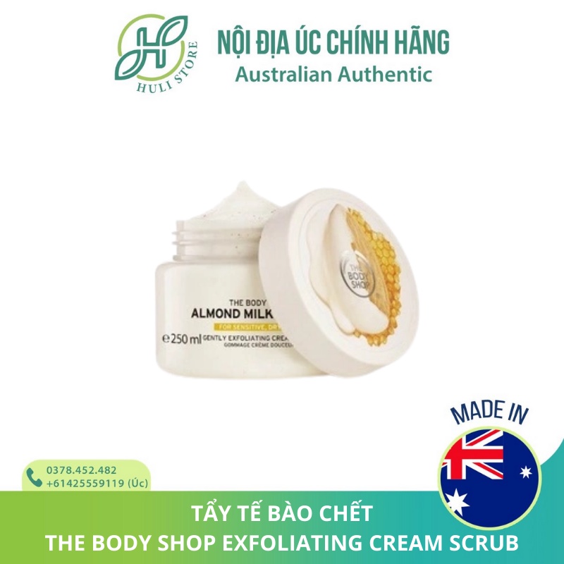 Tẩy tế bào chết The Body Shop Almond Milk and Honey Gently Exfoliating Cream Scrub